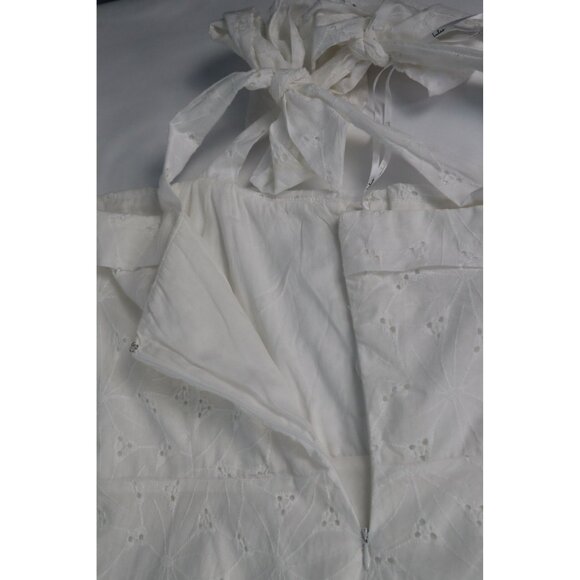 Lulus White Embroidered A-Line Dress With Tie Straps & Zipper Closure XL Cotton/ - Picture 5 of 9